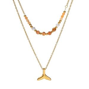 18K Gold Plated Layered Fishtail Necklace | Waterproof & Sweatproof